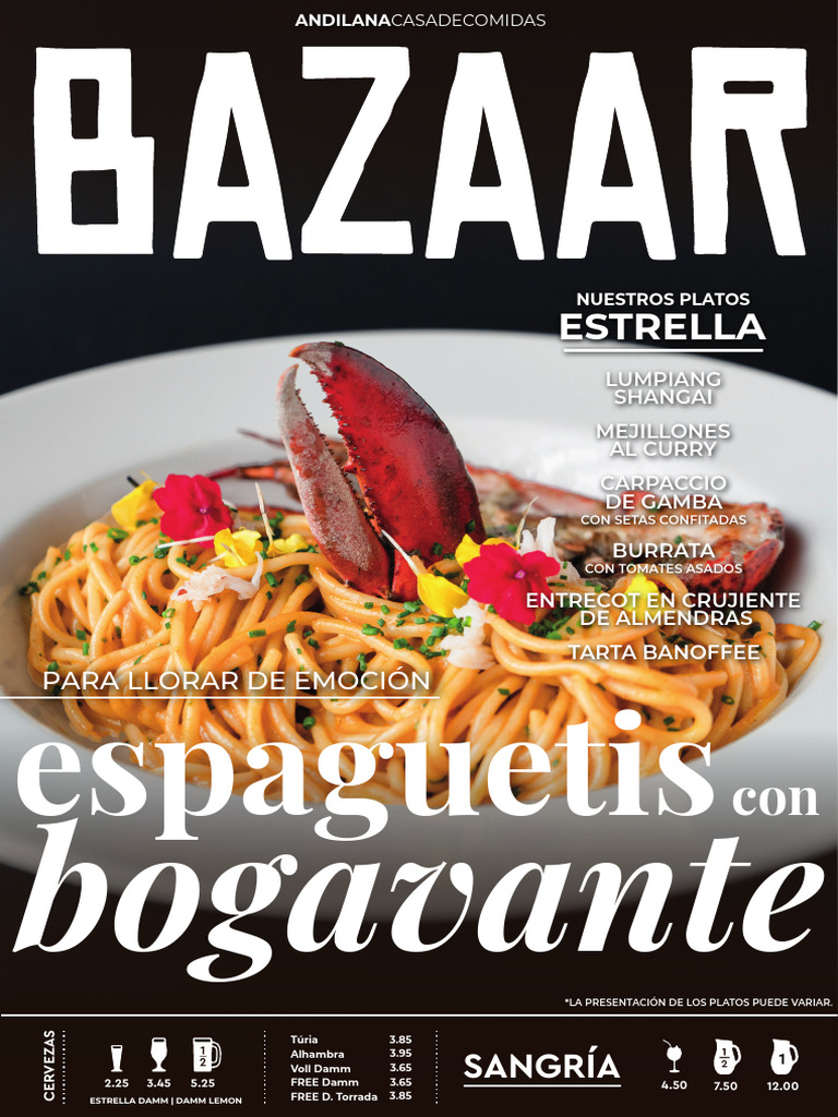 Menú del Restaurante Bazaar Madrid | PDF | ensalada | Ingredientes de ...