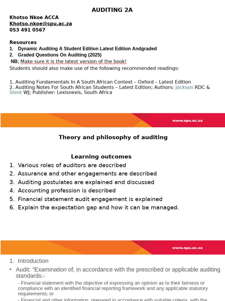 Overview of 2A Auditors in South Africa | PDF | Audit | Internal Control