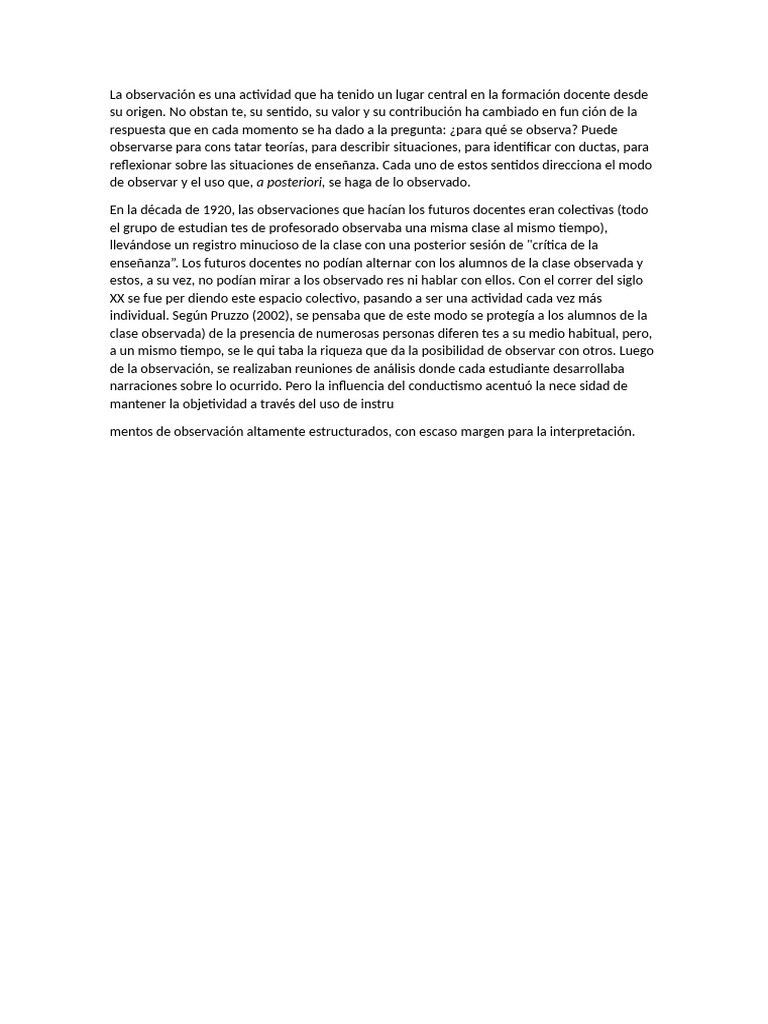 Evolución de la Observación en Docencia | PDF