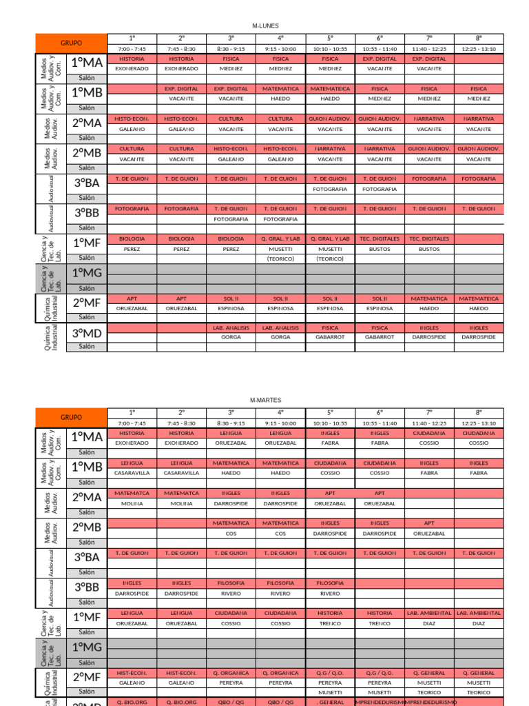 Horario 2025 | PDF | Idiomas del Reino Unido