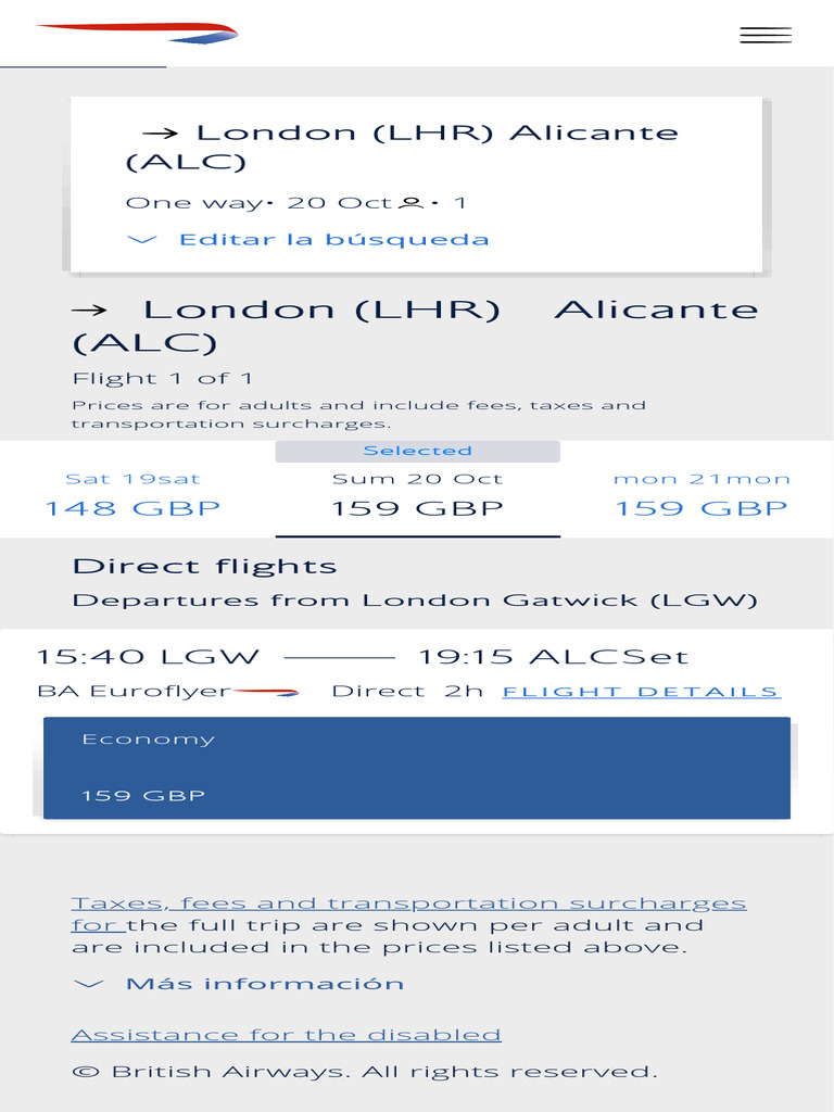 London to Alicante Flight Details | PDF