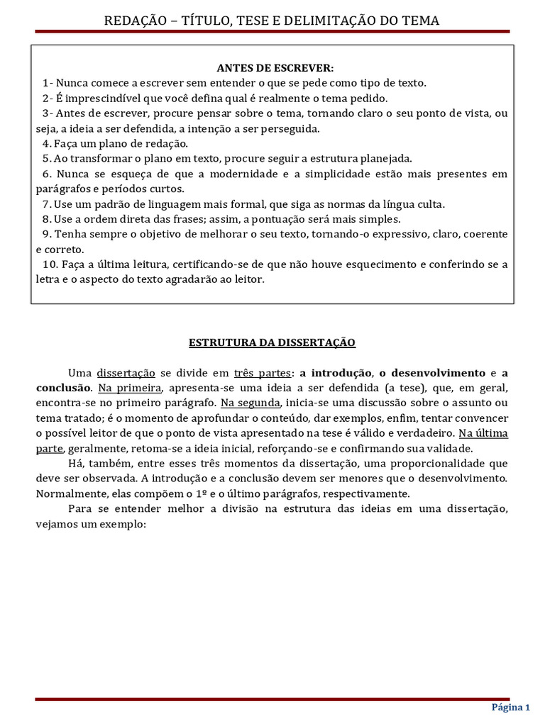 Estrutura e Tese na Redação Dissertativa | PDF | Comunicação