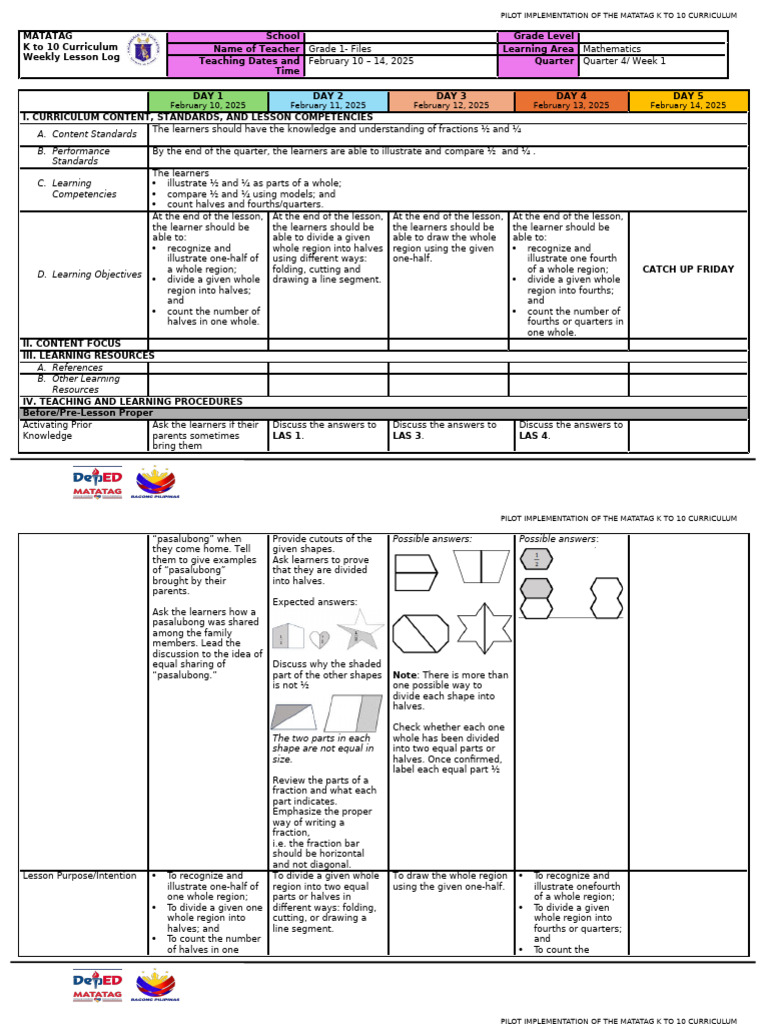 Matatag K-10 Curriculum: Grade 1 Math | PDF | Learning | Cognition