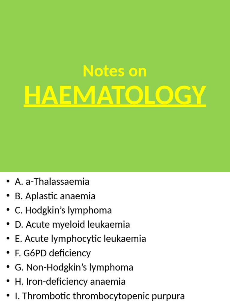 Key Pediatric Hematology Conditions | PDF | Anemia | Diseases And Disorders