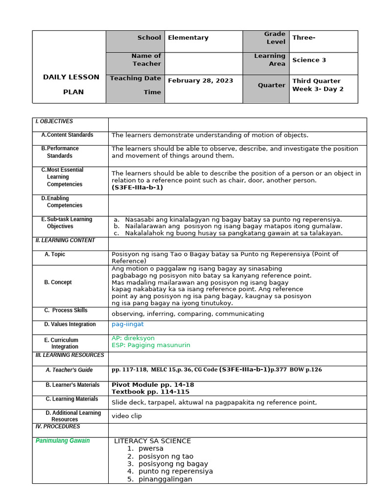 Science DLP q3 Week 3 Day 2 | PDF