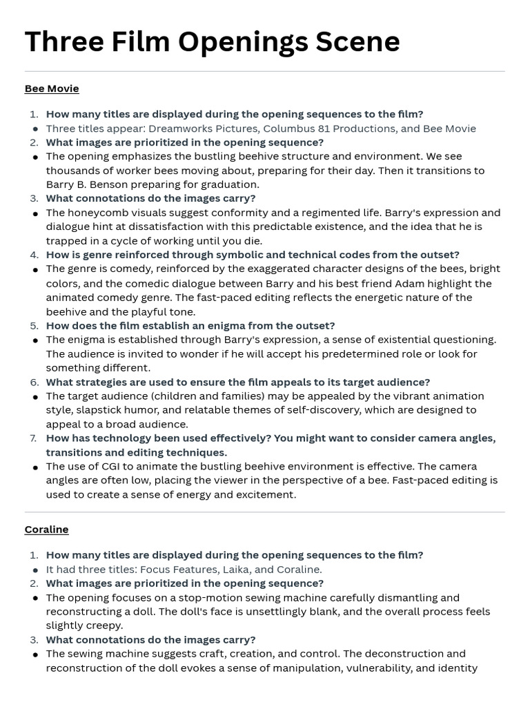 Three Film Openings Scene PDF | PDF
