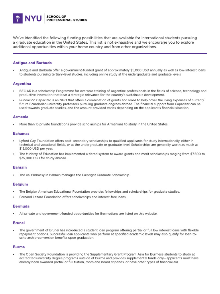 International Scholarships | PDF | Student Financial Aid In The United ...