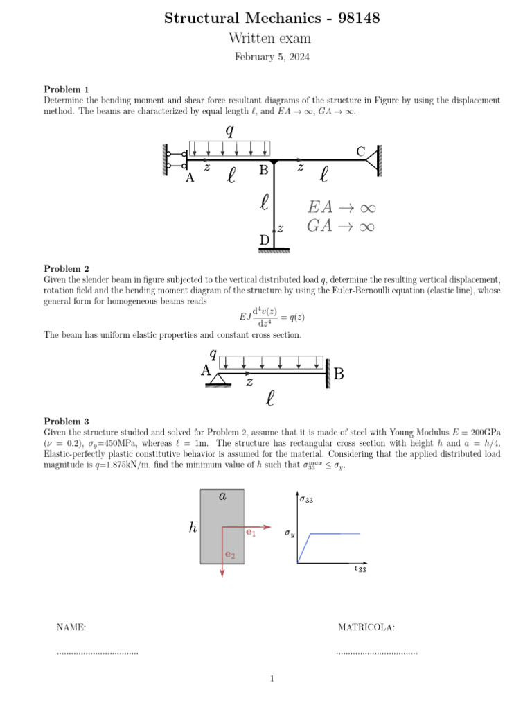 Structural Mechanics Exam Solutions | PDF