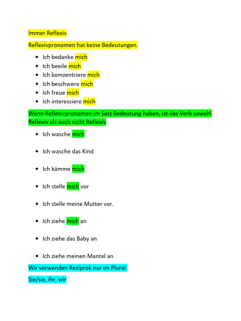 Reflexiv Verben | PDF