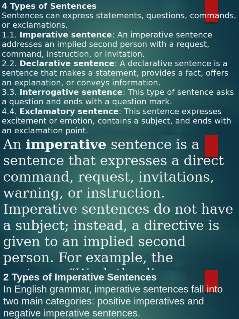 Understanding Imperative Sentences | PDF | Sentence (Linguistics ...