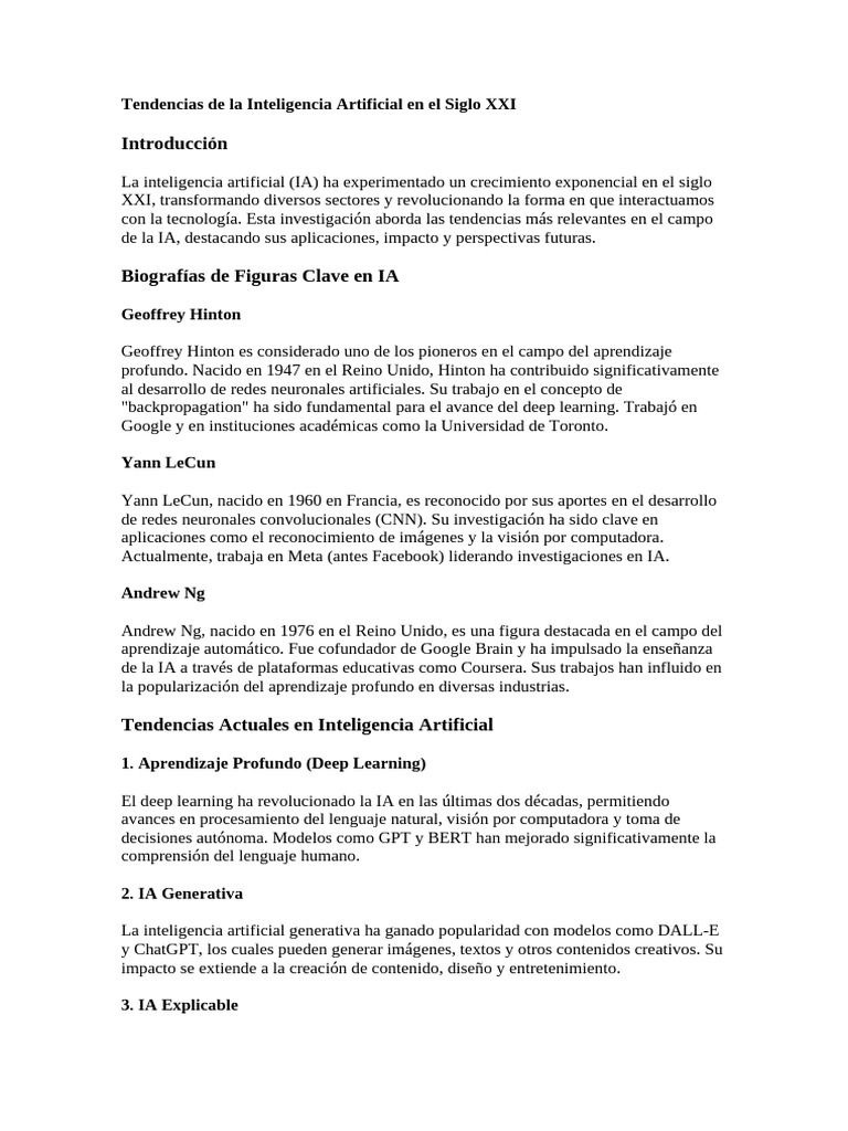 Tendencias de IA en el Siglo XXI | PDF | Inteligencia artificial ...