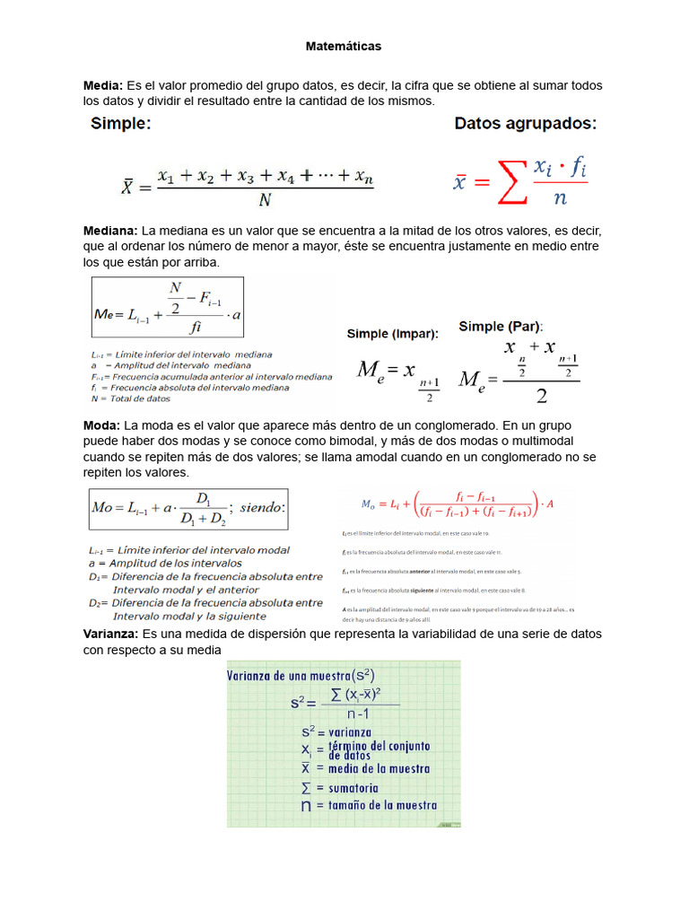 Media, Mediana y Moda | PDF