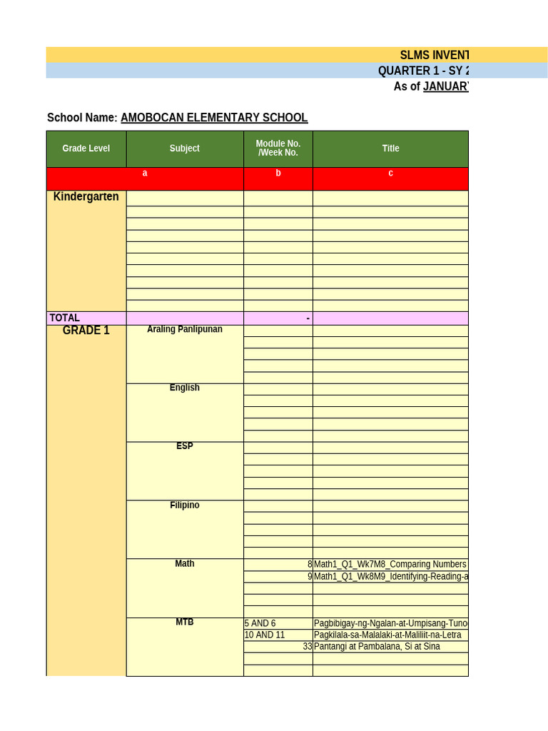 Amobocan Elem School2023 LR Inventory | PDF