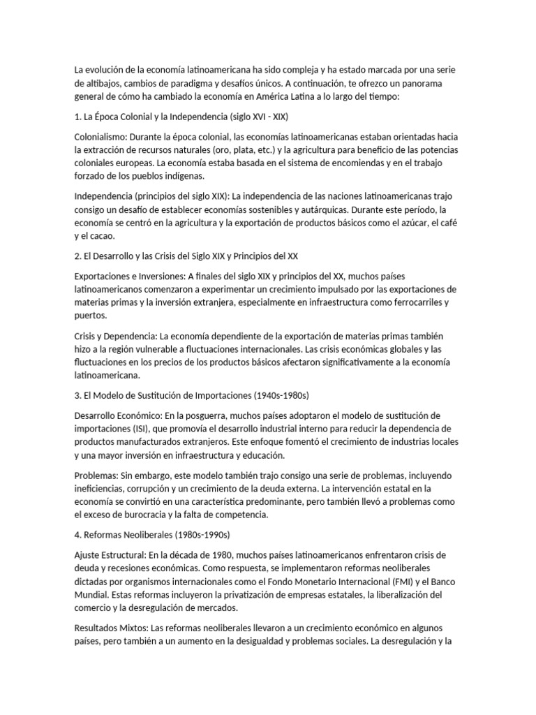 El Nuevo Rumbo de La Economia Latinoamericana | PDF | Neoliberalismo ...