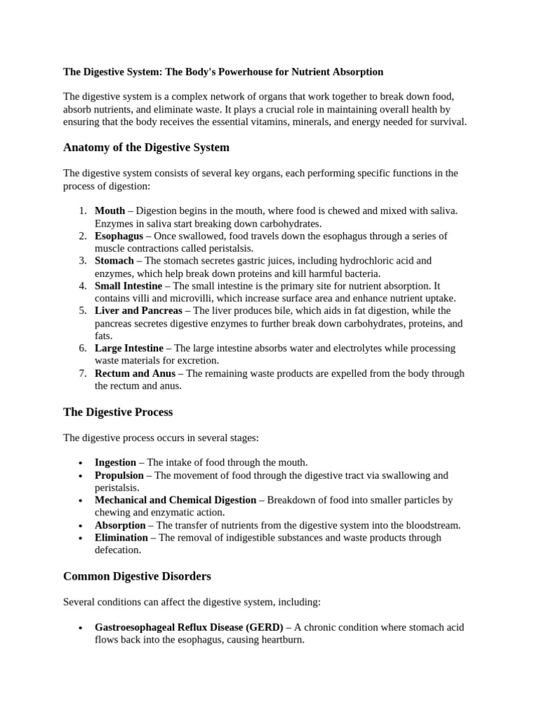 The Digestive System | PDF | Digestion | Human Digestive System