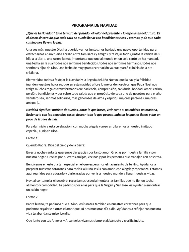 Programa de Celebración Navideña | PDF | Navidad | Amor