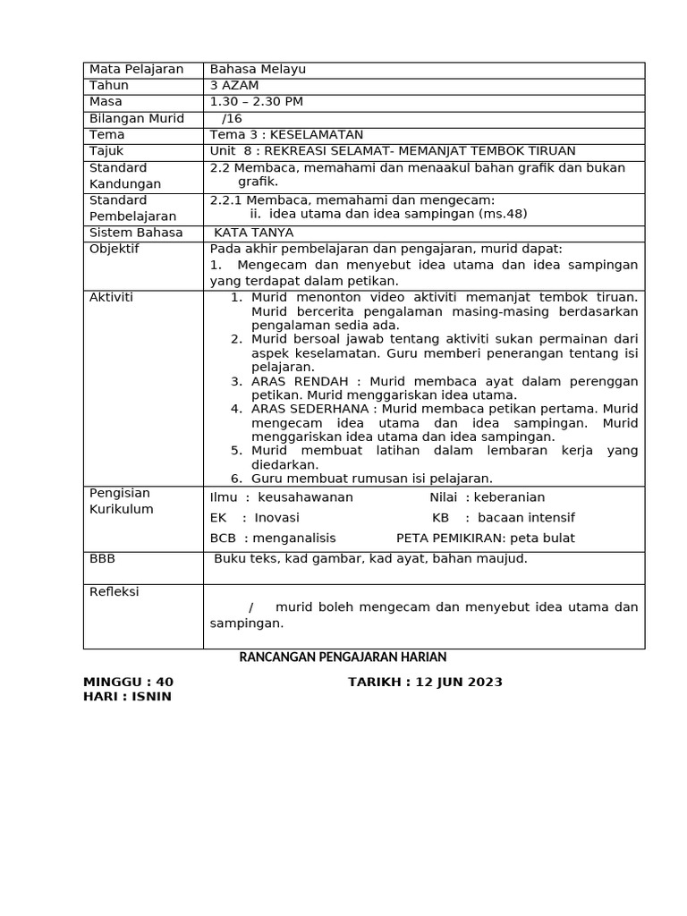 3 AZAM - MEMBACA | PDF