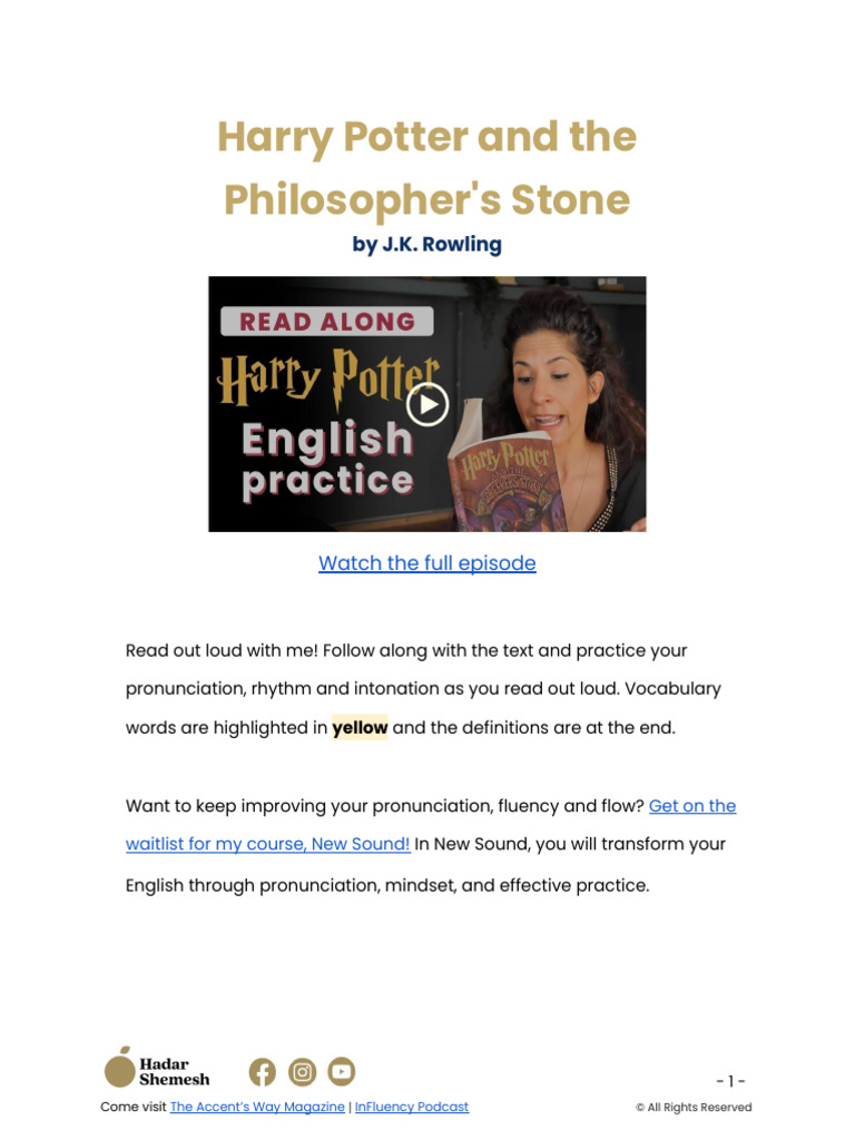 Reading out loud with harry potter practice sheet pdf harry potter
