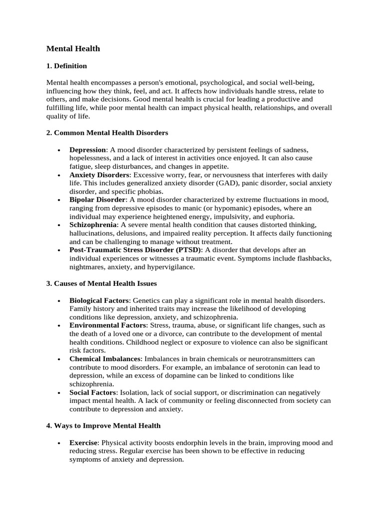 Mental Health | PDF | Mental Disorder | Anxiety