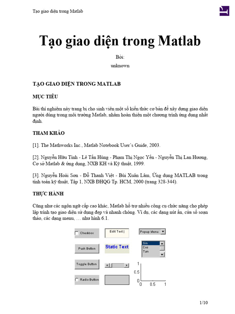 Tạo giao diện trong Matlab | PDF