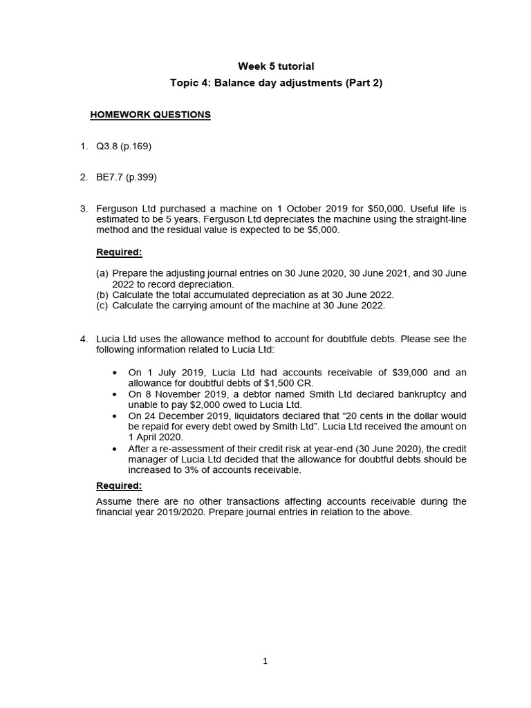 Balance Day Adjustments Tutorial | PDF | Debits And Credits | Bad Debt