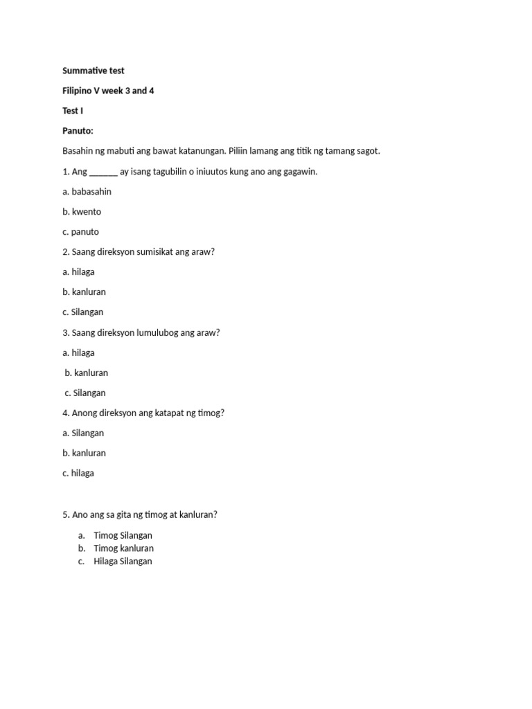 Summative Test Week 4 | PDF