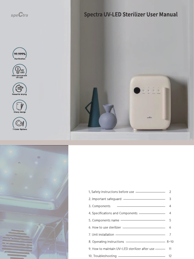 Spectra UV LED Sterilizer User Manual - EN - REV.000 - Sep2023 | PDF
