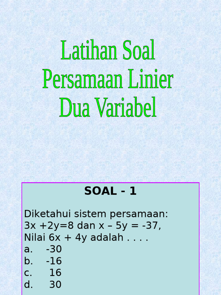 Soal dan Pembahasan Sistem Persamaan | PDF