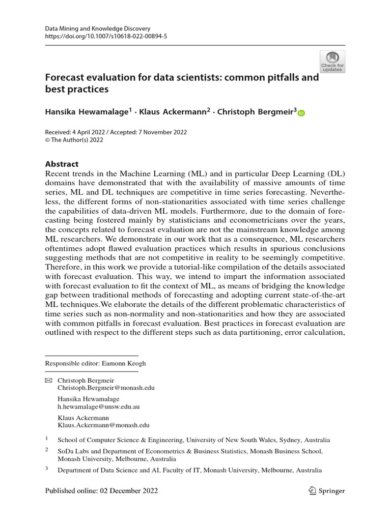 Forecast Evaluation For Data Scientists | PDF | Forecasting | Time Series