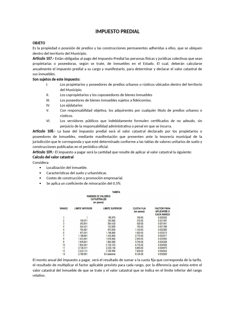 Guía del Impuesto Predial Municipal | PDF | Impuestos | Condominio