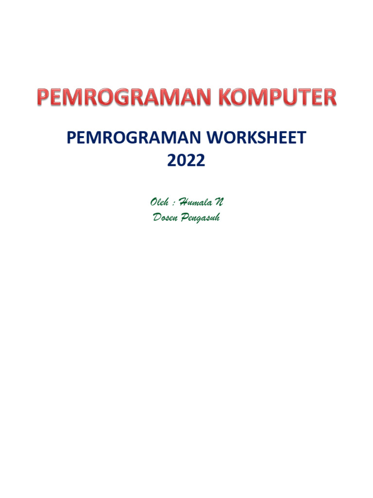 Pemrograman Worksheet dan VBA 2022 | PDF
