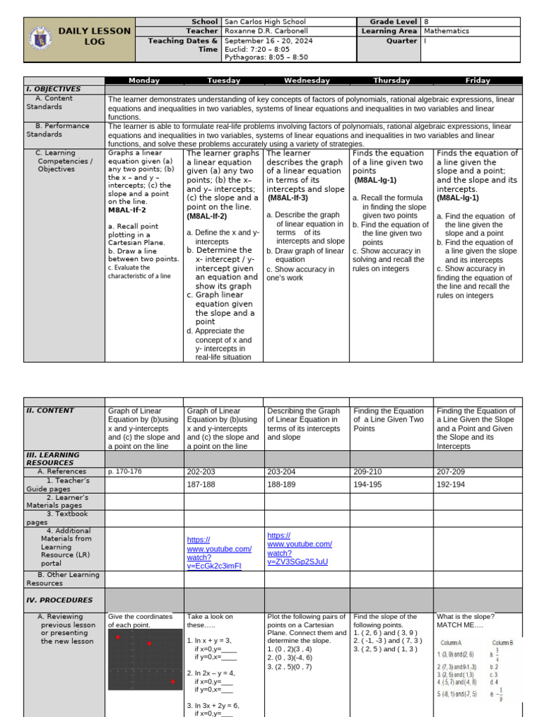 8th Grade Math Lesson Plan: Linear Equations | PDF | Mathematics ...