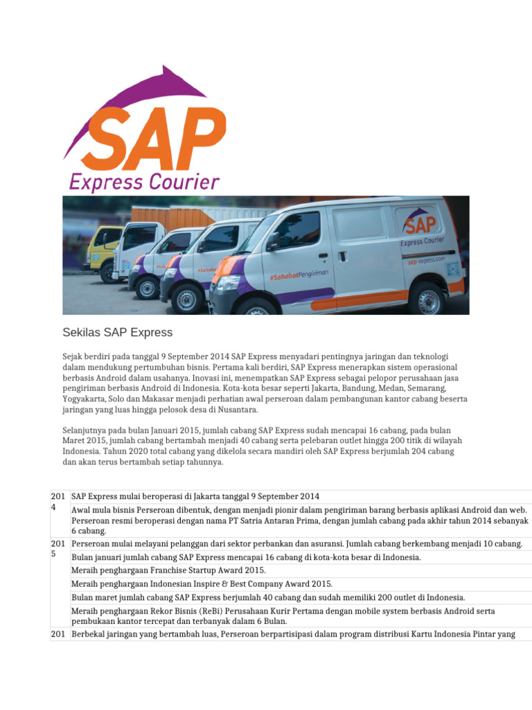 Sejarah dan Layanan SAP Express | PDF