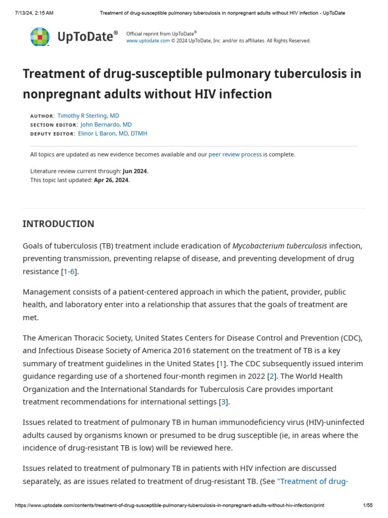Treatment of Drug-Susceptible Pulmonary Tuberculosis in Nonpregnant ...