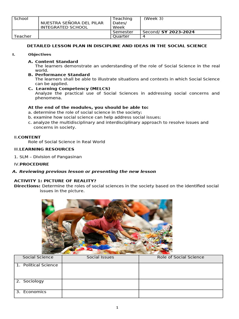 Social Science Lesson Plan Overview | PDF | Social Sciences ...