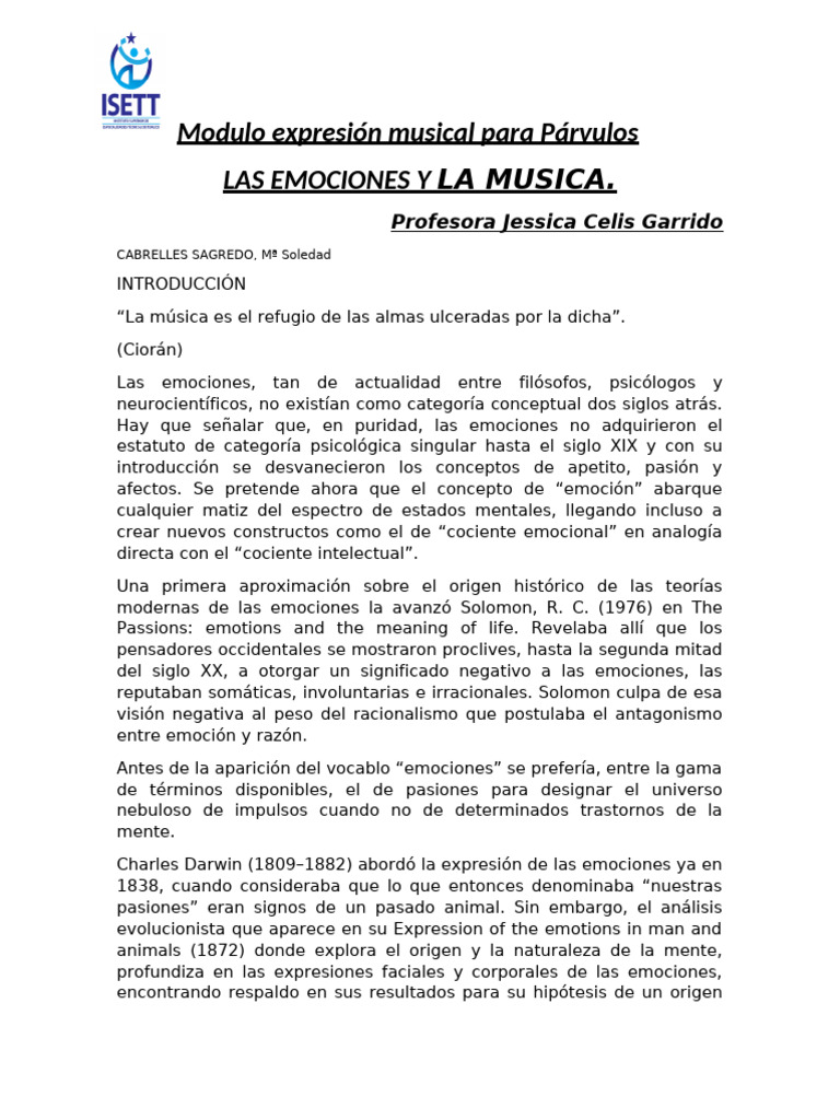 Las Emociones y La Musica | PDF | Las emociones | Temor