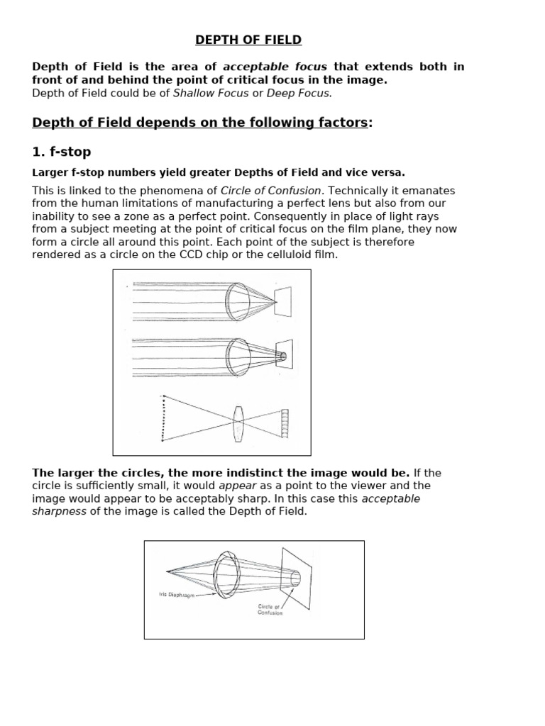 Understanding Depth of Field Factors | PDF | Camera Lens | Photography ...
