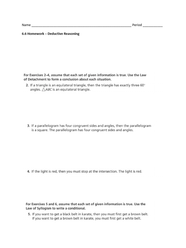 Deductive Reasoning Homework Guide | PDF