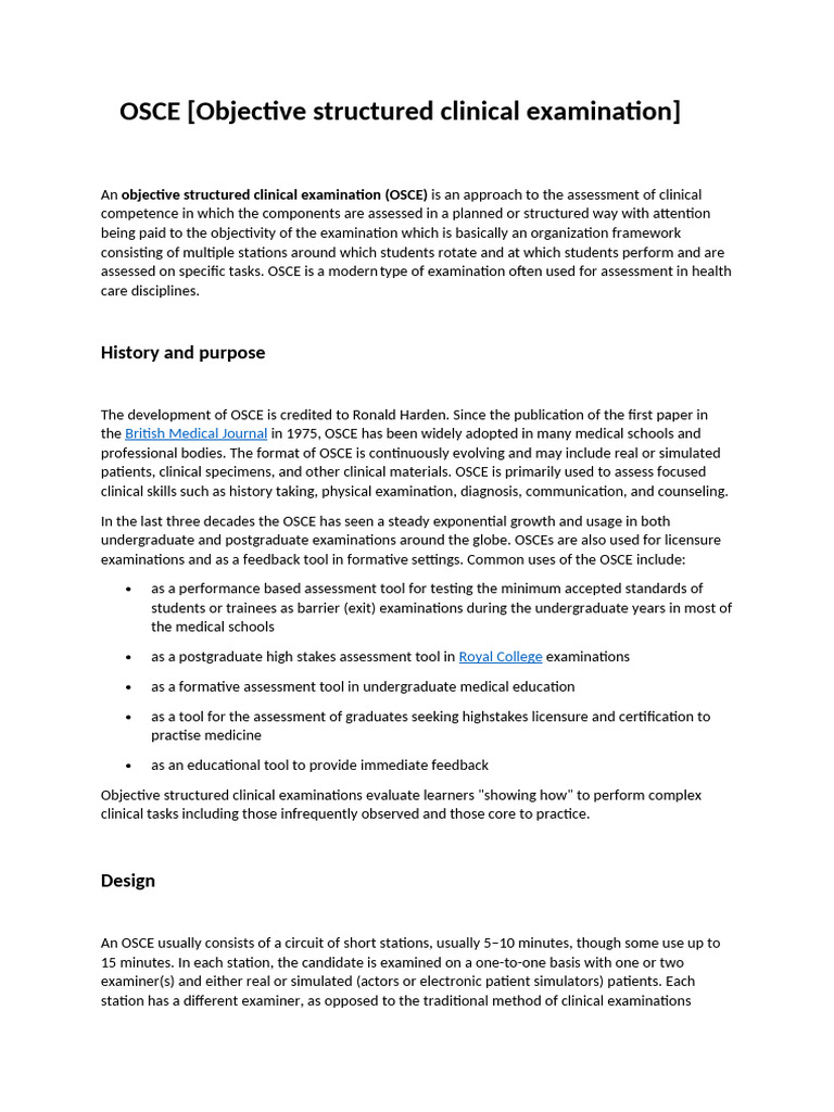 OSCE | PDF | Health Care | Medicine