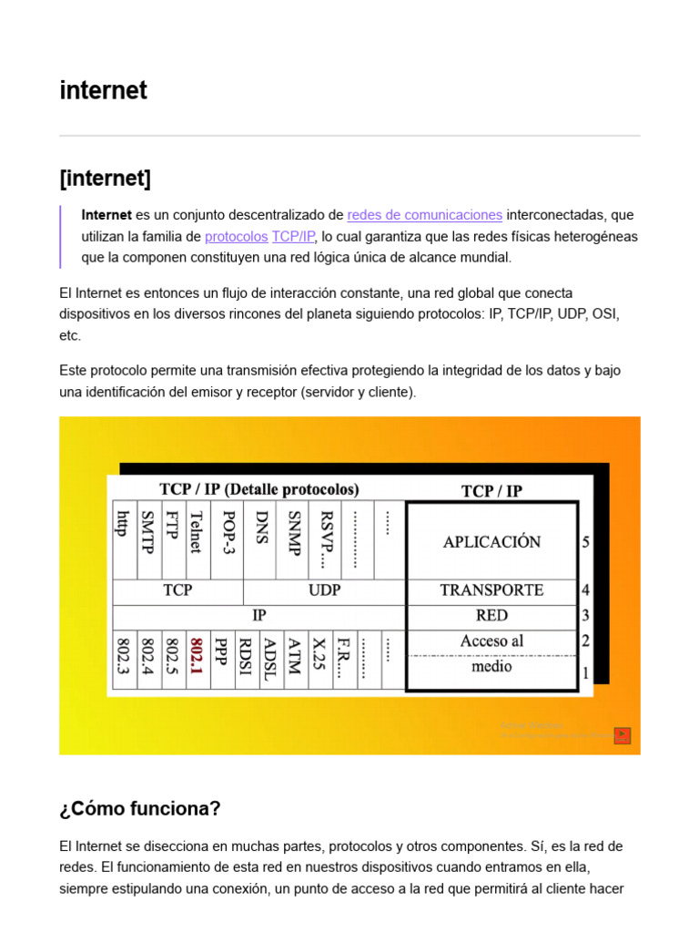 Funcionamiento y protocolos de Internet | PDF | Red de computadoras | Redes