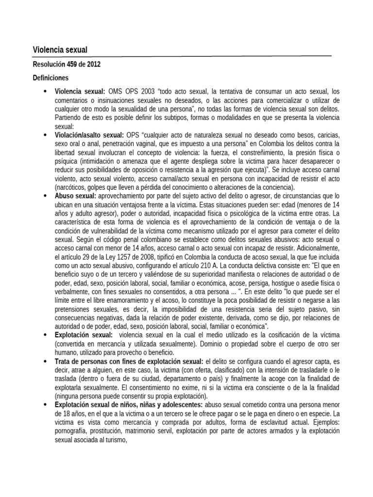 Tipos y Definiciones de Violencia Sexual | PDF | Violación | Abuso sexual