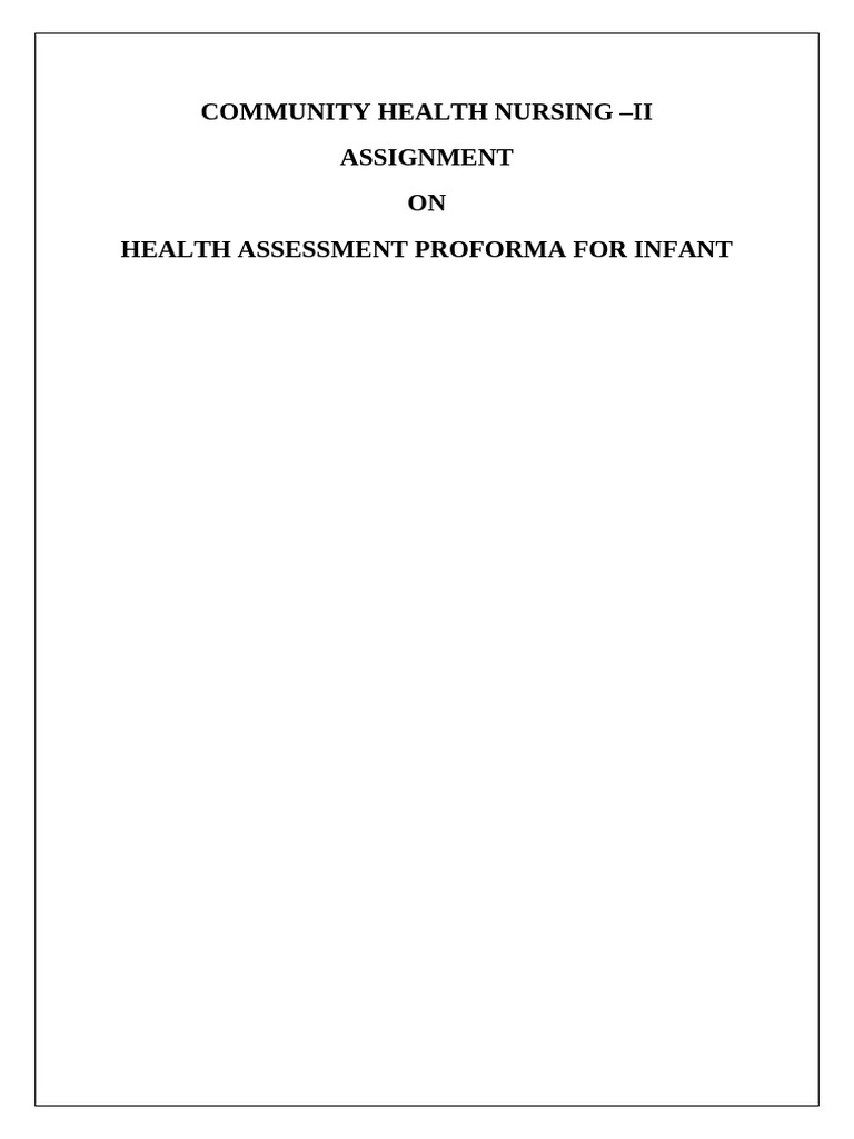 Infant Health Assessment Proforma | PDF | Socioeconomic Status ...