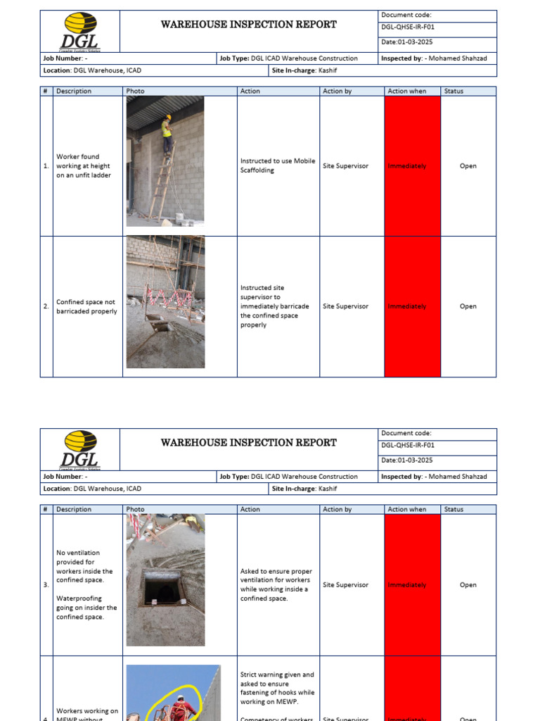 Inspection Report - 01-03-2025 | PDF