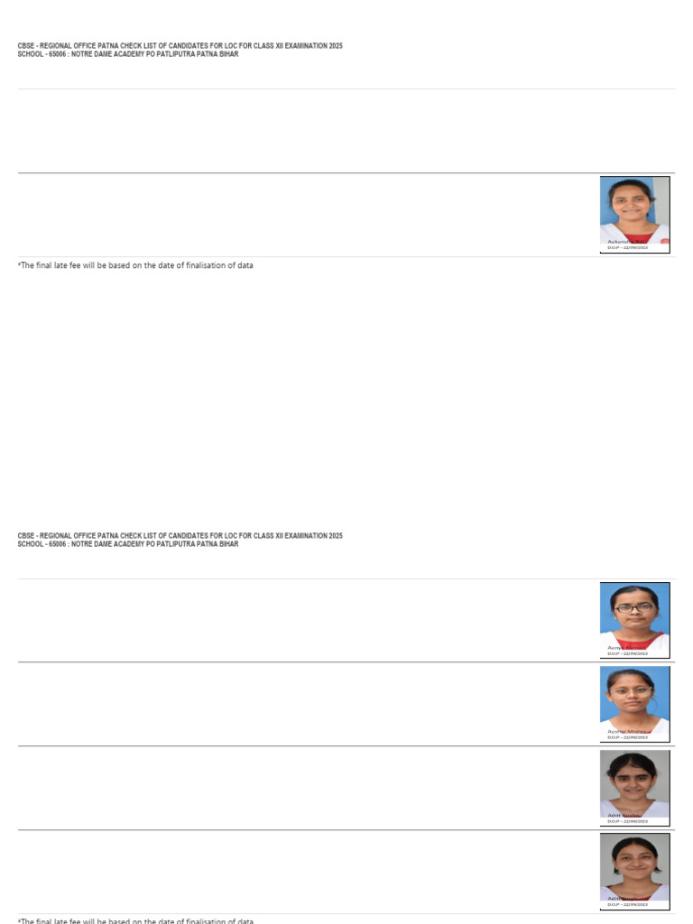Notre Dame Academy Class XII LOC 2025 | PDF | Educational Organizations ...
