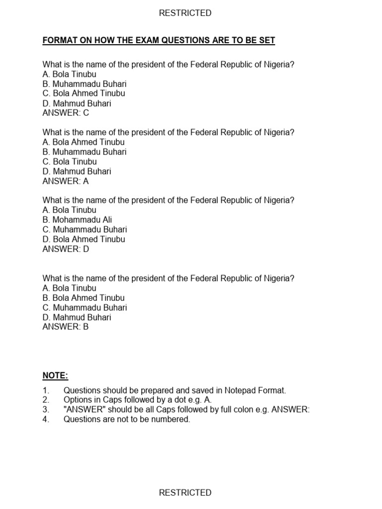 Exam Question Formatting Guidelines | PDF