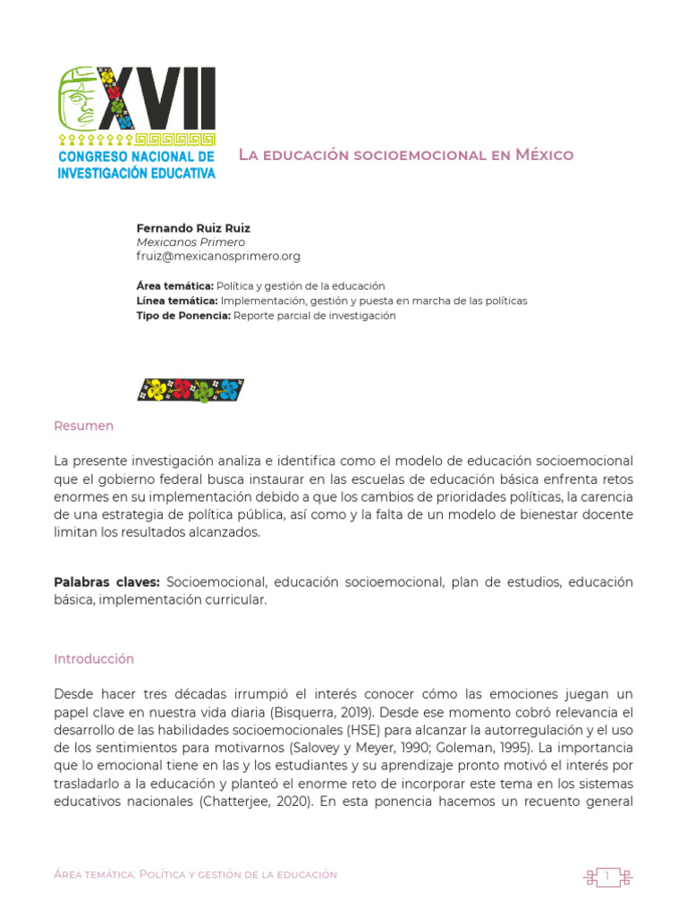 Retos de la educación socioemocional en México | PDF | Plan de estudios ...