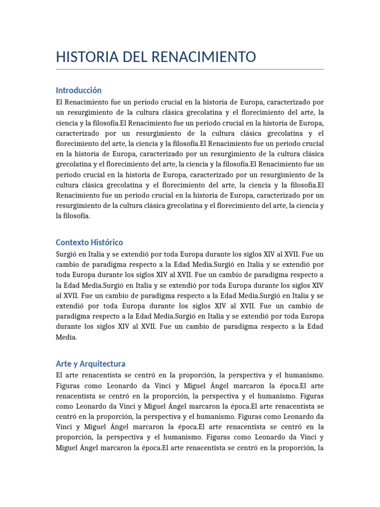 Historia del Renacimiento Europeo | PDF | Renacimiento | Renacimiento ...