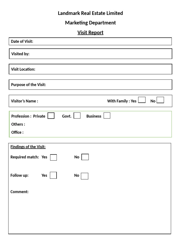Visit Report Form | PDF