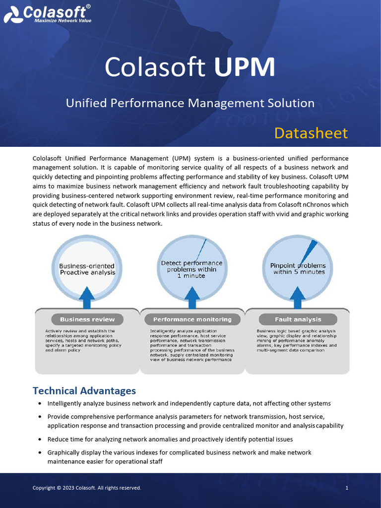 Colasoft UPM Datasheet | PDF | Computer Network | Computer Networking