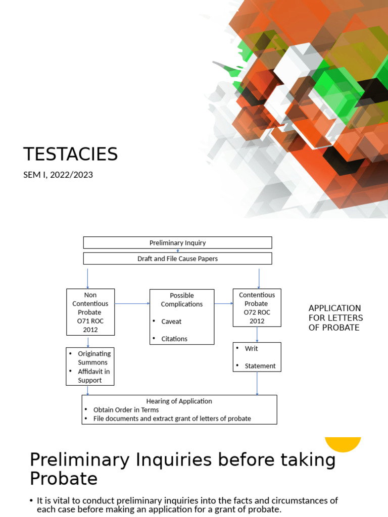Testacies (Non Contentious) | PDF | Probate | Will And Testament